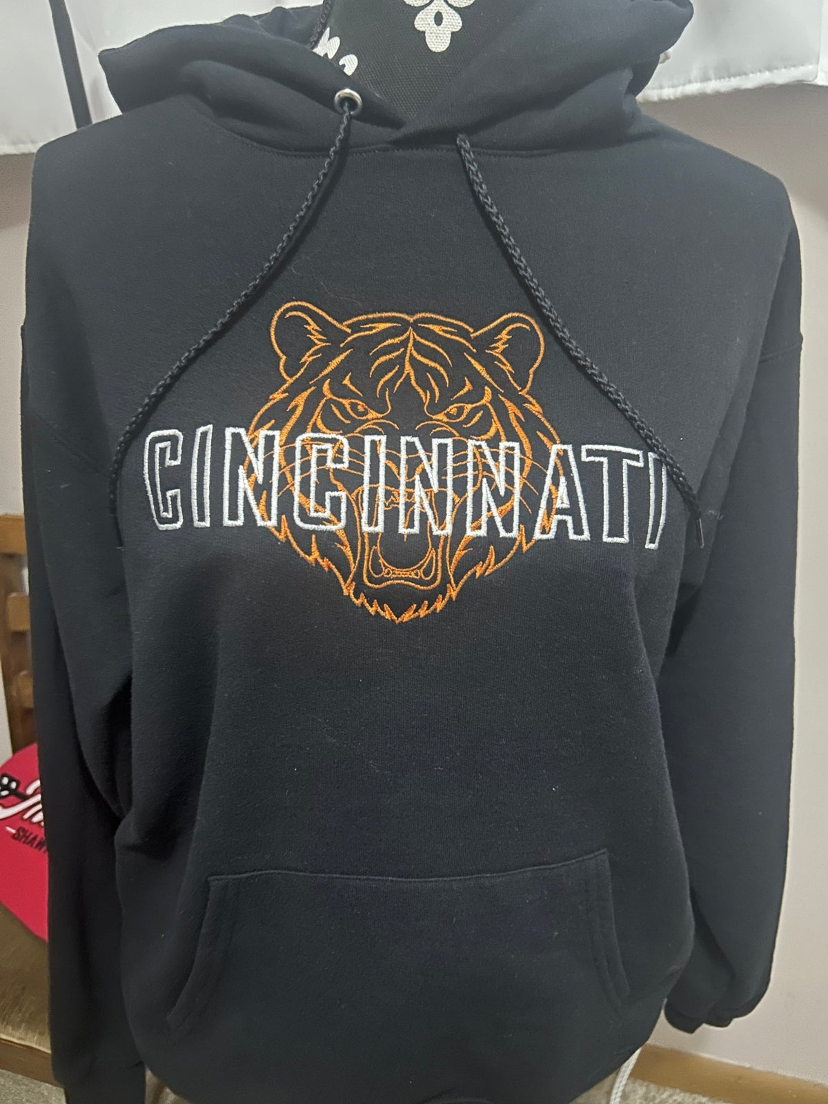 Cincinnati Football “Who Dey” Embroidered Hoodie – Black & Orange - SC Custom Embroidery LLC