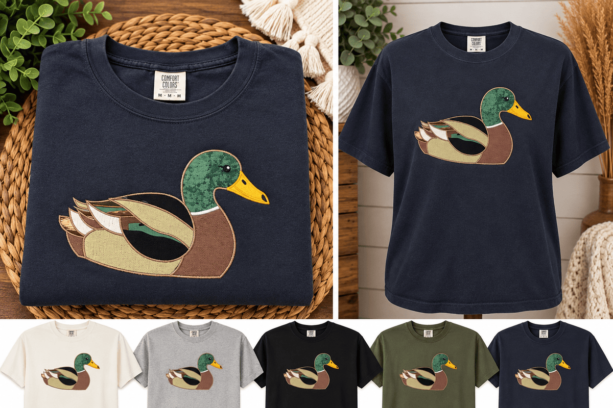 Mallard Duck Appliqué Comfort Colors® T-Shirt - SC Custom Embroidery LLC