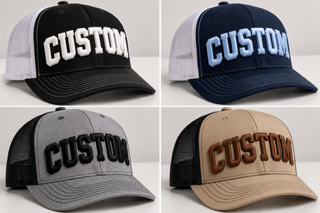 Custom 3D Puff Richardson Trucker Hat- College Lettering - SC Custom Embroidery LLC