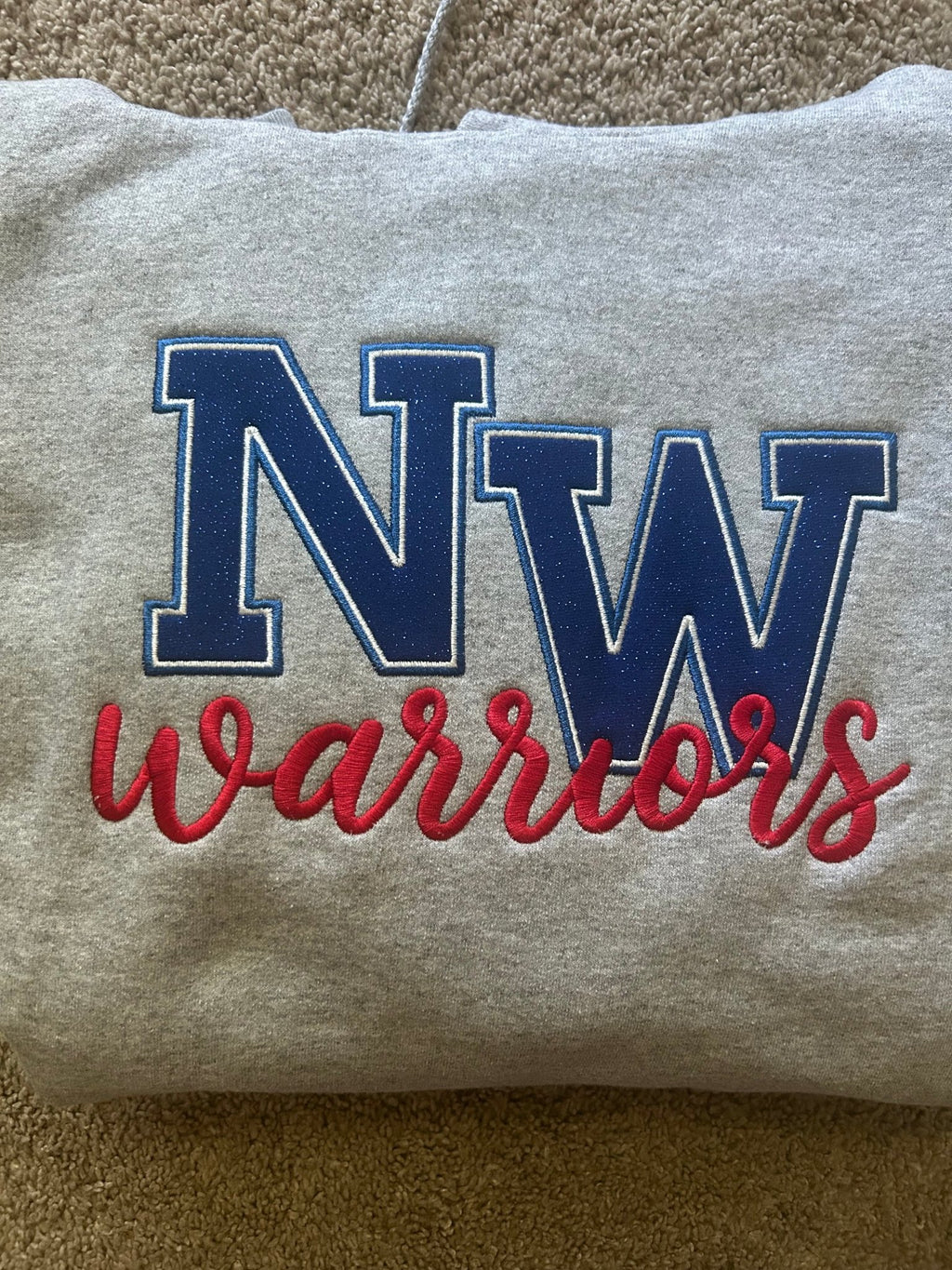 Northwestern Warriors Glitter Appliqué Sweatshirt ✨ - SC Custom Embroidery LLC