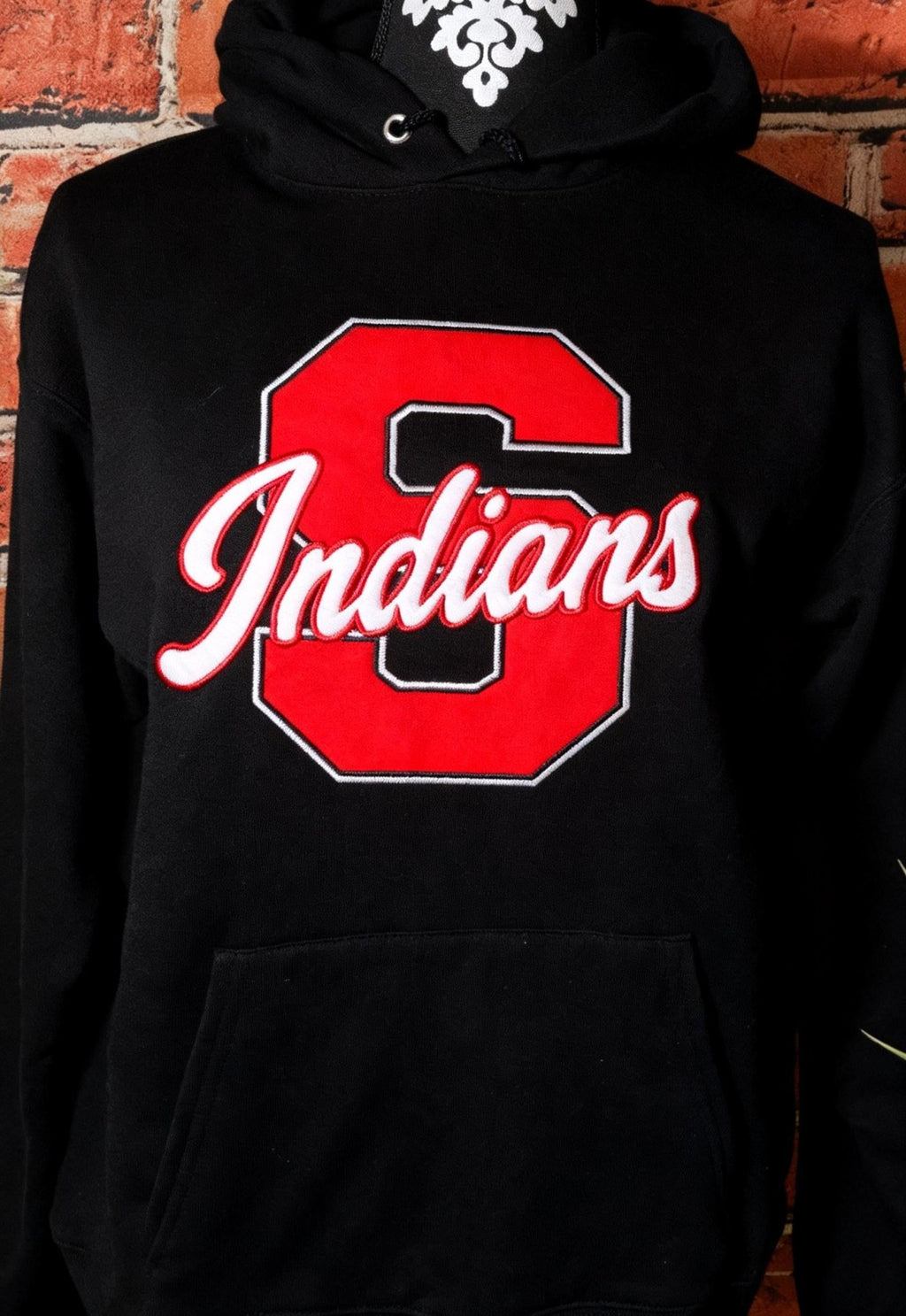 Shawnee School Spirit Appliqué hoodie with plain fabric - SC Custom Embroidery LLC