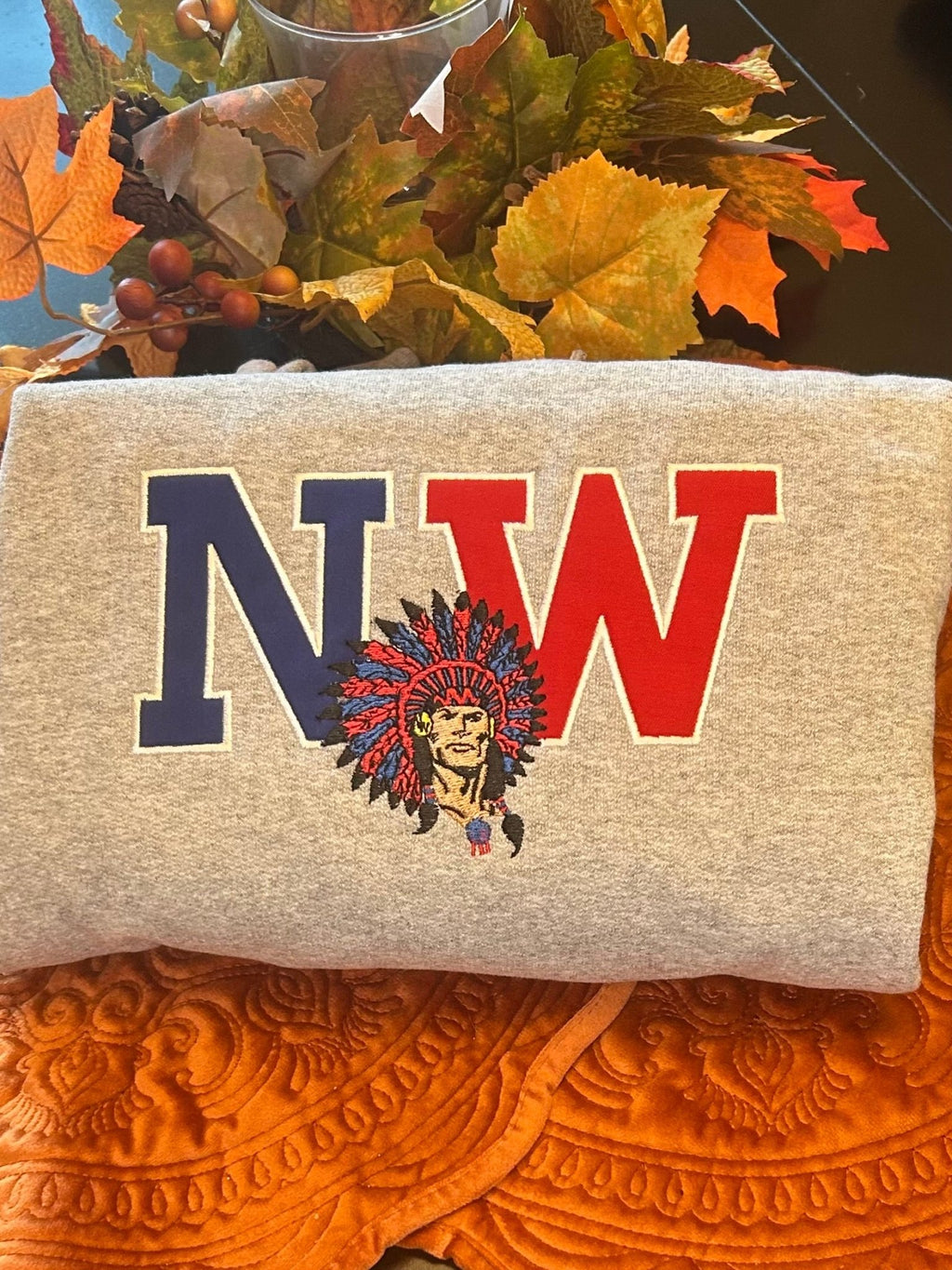 Northwestern Warriors NW Embroidered Hoodie - SC Custom Embroidery LLC