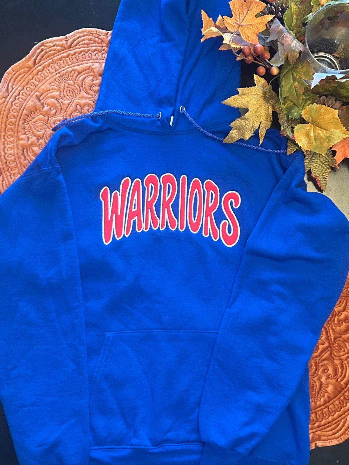WARRIORS APPLIQUÉ PULLOVER HOODIE - SC Custom Embroidery LLC