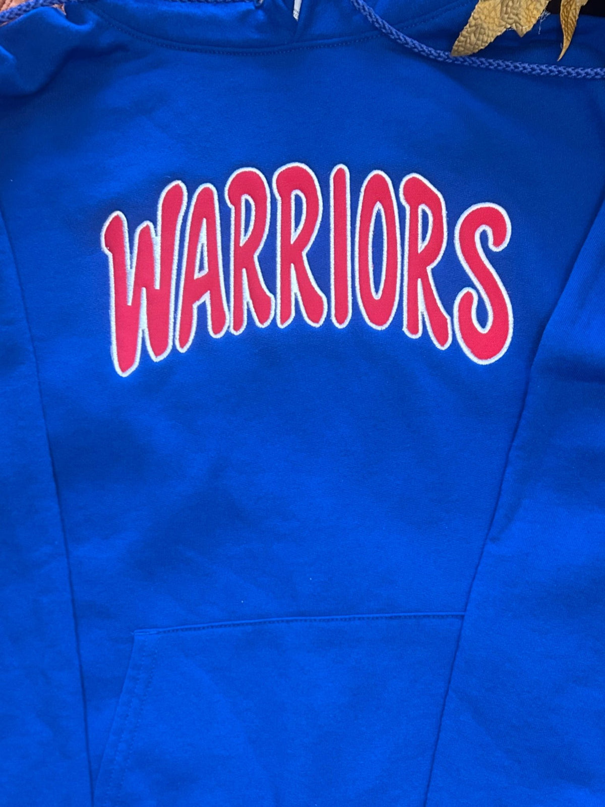 WARRIORS APPLIQUÉ PULLOVER HOODIE - SC Custom Embroidery LLC