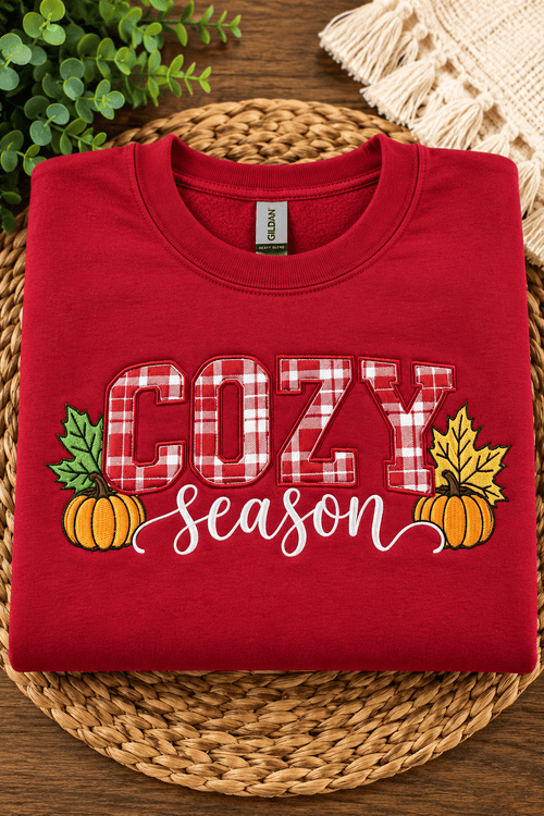 Cozy season fall crewneck - SC Custom Embroidery LLC