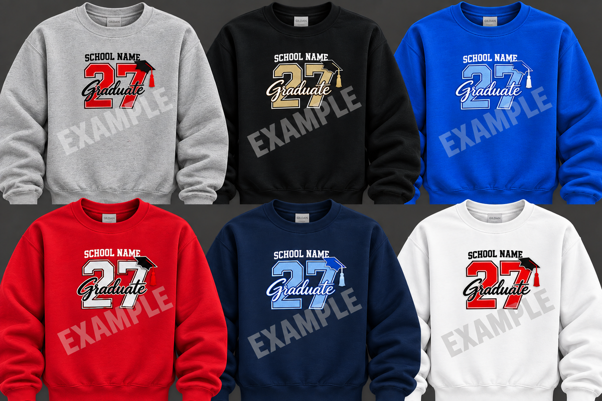 Custom Graduation Crewneck or Hoodie | Personalized School Name & Name